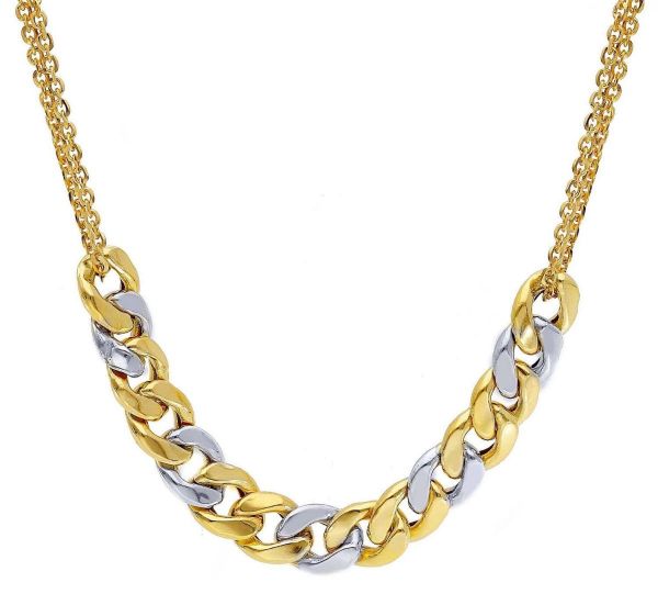 Immagine di Catena Girocollo maglia Cubana oro bicolor 18k | 45 cm 