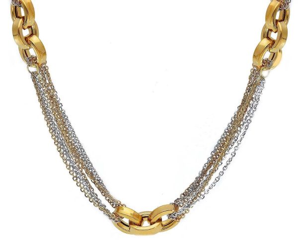 Picture of 18k bicolor gold fancy link chain Necklace | 45 cm