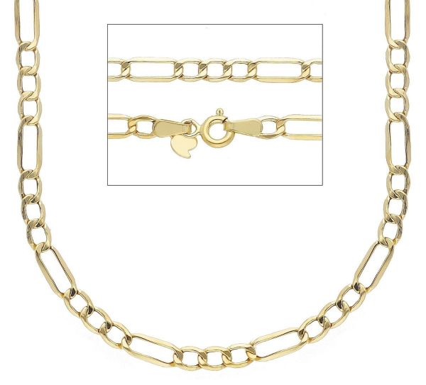 Immagine di Catena Girocollo Figaro 3+1 oro giallo 9k | 45 cm 