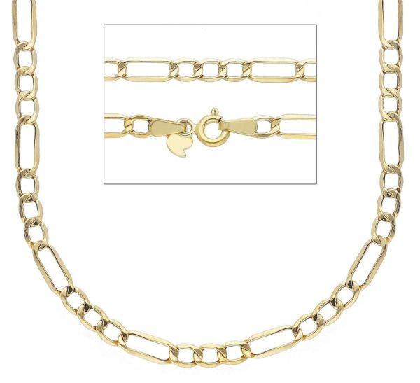Immagine di Catena Girocollo Figaro 3+1 oro giallo 9k | 50 cm