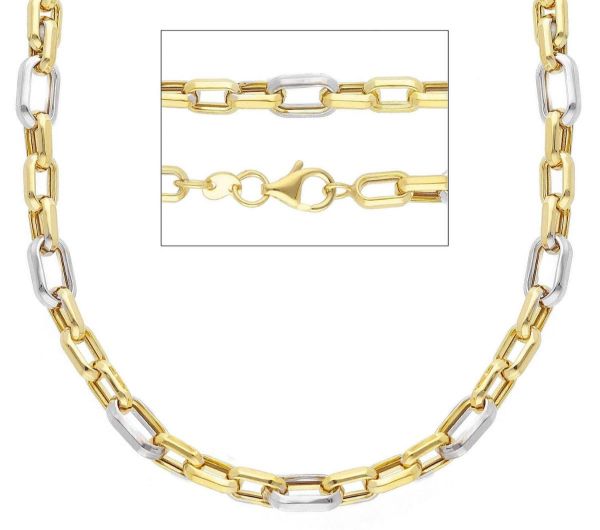 Immagine di Girocollo maglia Forzatina uomo oro giallo / bianco 9k | 60 cm