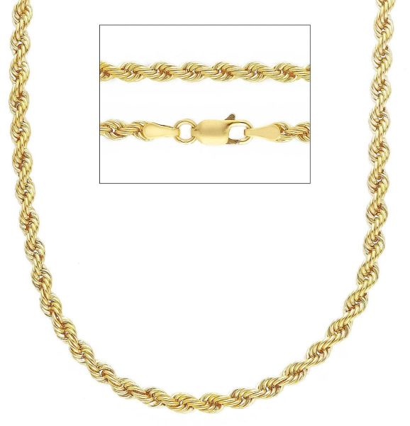 Picture of 9k yellow gold twisted Rope link Necklace | 60 cm