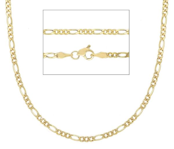 Imagen de Collar Figaro 3+1 oro amarillo 9k | 45 cm 