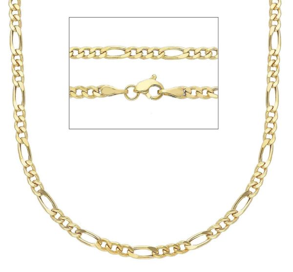 Imagen de Collar Figaro 3+1 oro amarillo 9k | 45 cm 