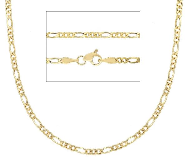 Immagine di Collana uomo donna Figaro 3+1 oro giallo 9k | 50 cm