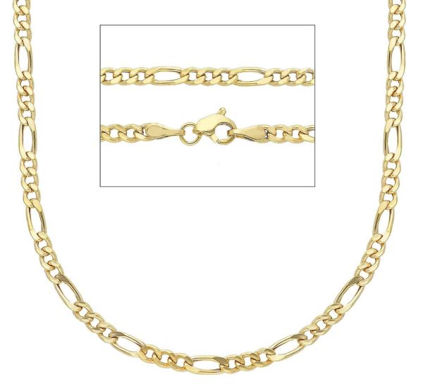 Immagine di Collana uomo donna Figaro 3+1 oro giallo 9k | 50 cm