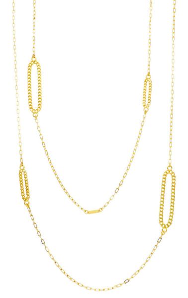 Imagen de Cadena Barbada larga oro amarillo 18k | 90 cm 