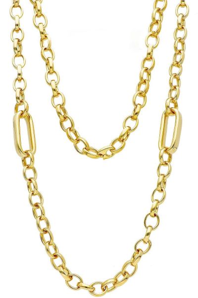 Imagen de Collar largo Jaseron alternada oro amarillo 18k | 80 cm 