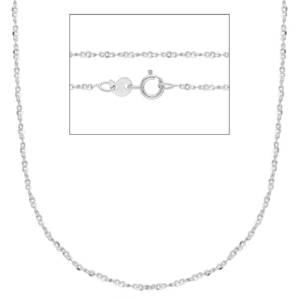 Picture of Solid 9k white gold Singapore chain Necklace | 40 cm