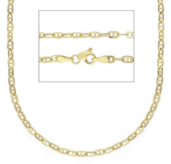 Picture of 9k yellow gold Stud-Link Anchor chain Necklace | 40 cm