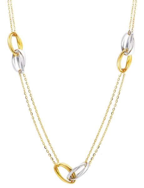 Picture of 18k bicolor gold italian chain Necklace w ornaments | 43+2 cm