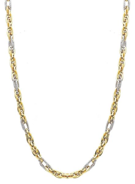 Picture of 18k yellow / white gold Byzantine chain Necklace | 45 cm
