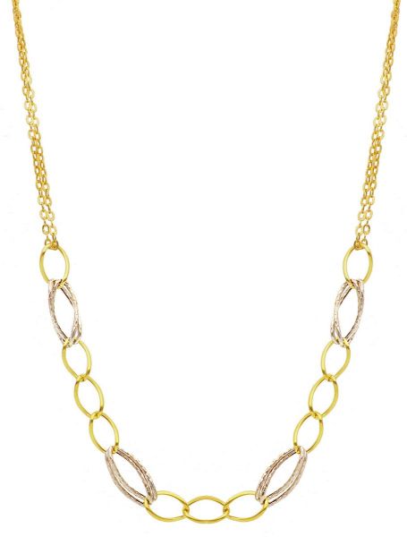 Imagen de Gargantilla malla fantasía oro amarillo / blanco 9k | 45 cm 