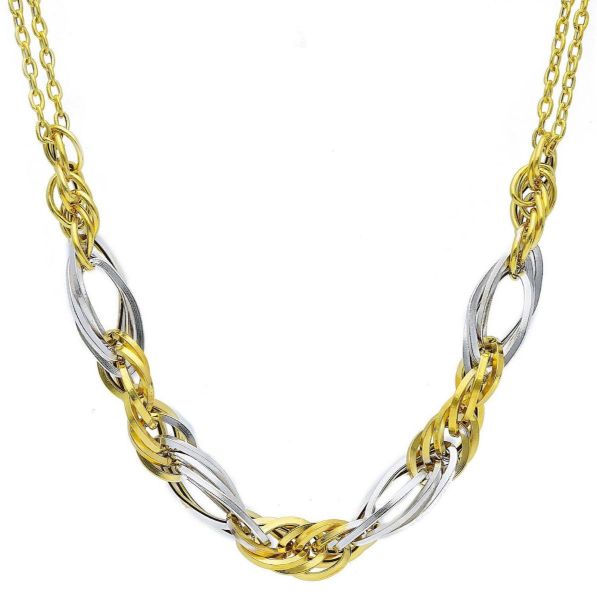 Imagen de Gargantilla malla trenzada oro bicolor 18k | 45 cm 