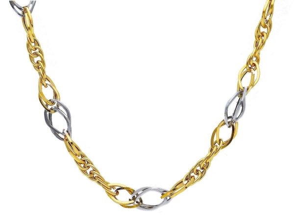 Picture of 9k bicolor gold Italian chain Necklace | 45 cm