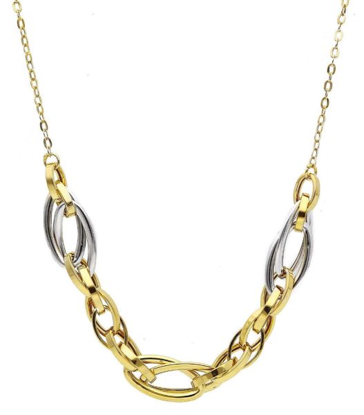 Picture of 9k bicolor gold twisted chain Necklace | 45 cm