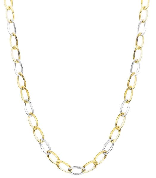 Immagine di Girocollo maglia Groumette oro giallo / bianco 18k | 45 cm 