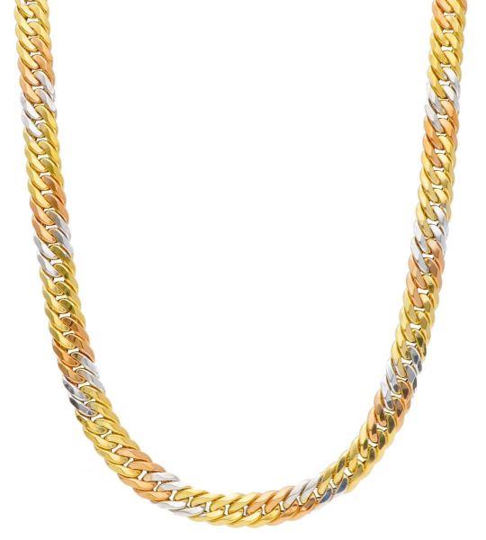 Immagine di Girocollo maglia Cubana oro tricolor 18k | 45 cm 
