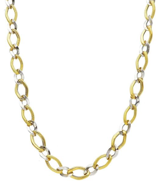 Immagine di Girocollo maglia Groumette oro bicolor 18k | 45 cm