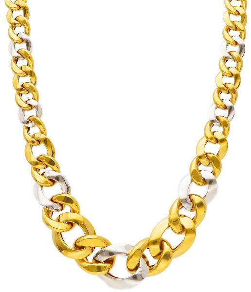 Imagen de Cadena Gargantilla Barbada oro bicolor 18k | 45 cm