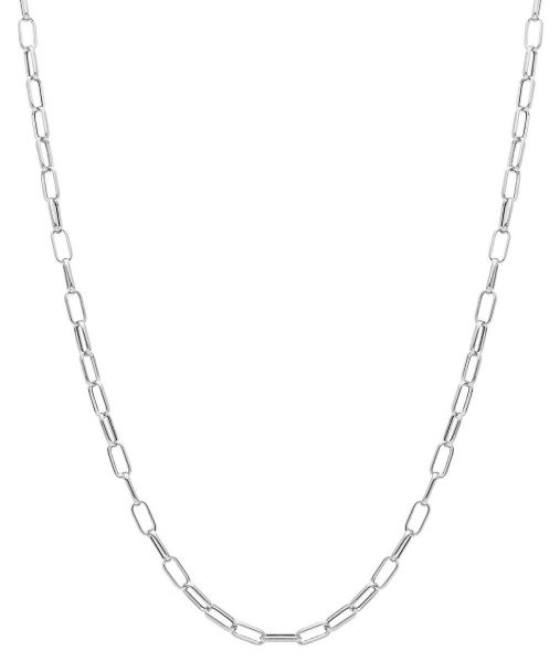 Immagine di Girocollo Paperclip da donna oro bianco 18k | 45 cm 