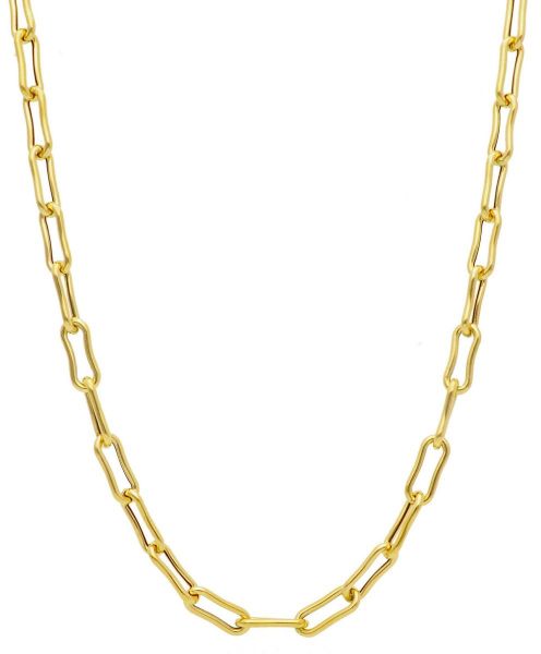 Picture of 18k yellow gold wavy Paperclip Necklace | 45 cm