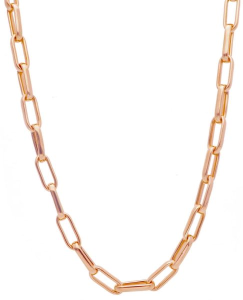 Picture of 18k rose gold oval Cable chain Necklace | 45 cm