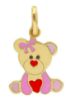 Picture of Pink enamel Teddy Bear Pendant for girls 9k yellow gold