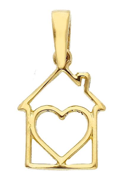 Picture of 9k yellow gold little House and Heart Pendant