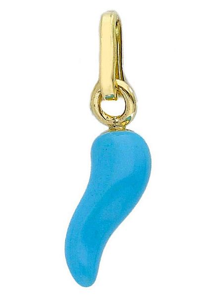 Picture of Light blue enamel good Luck Horn Pendant 18k yellow gold