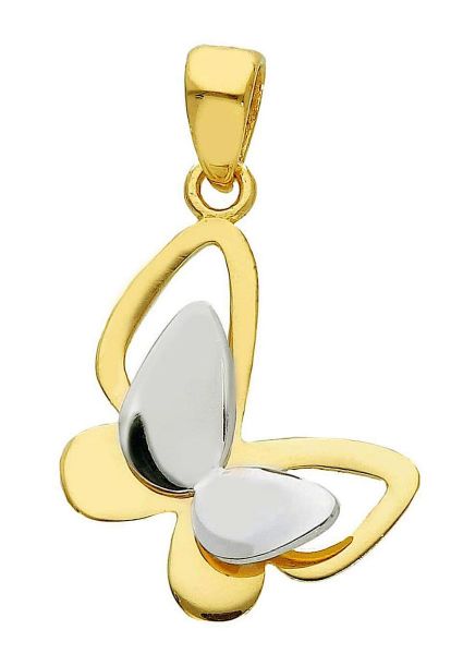Immagine di Ciondolo Farfalla oro bicolor 18k 