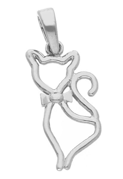Picture of 18k white gold wire Kitten Pendant