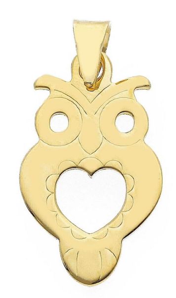Immagine di Ciondolo Gufo con Cuore oro giallo 18k 