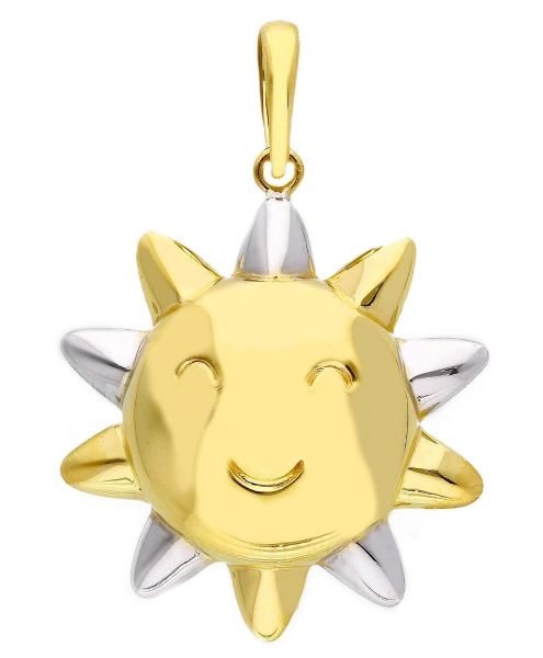 Imagen de Colgante Sol grande oro bicolor 18k