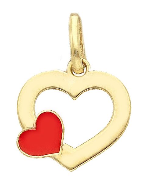Immagine di Ciondolo Cuore doppio oro giallo 9k e smalto