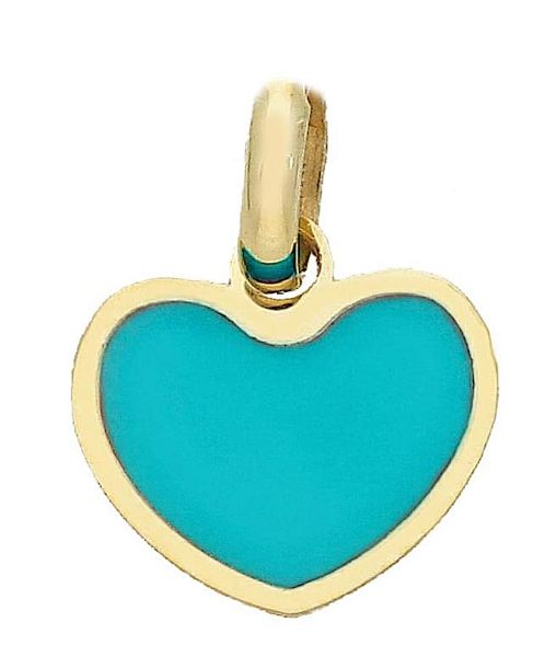 Immagine di Ciondolo Cuore oro giallo 18k e smalto azzurro