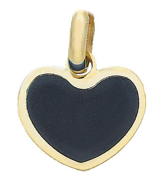 Immagine di Ciondolo Cuore oro giallo 18k e smalto nero