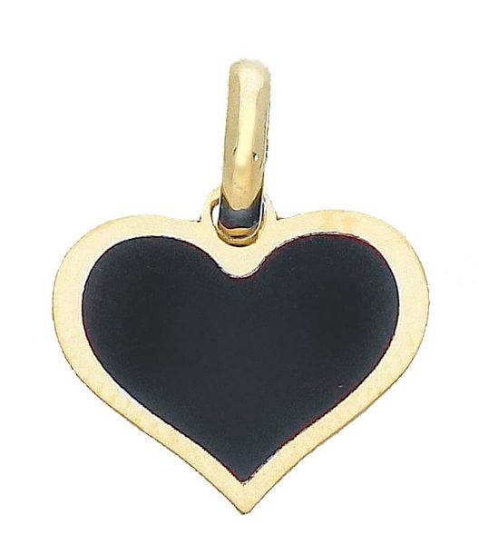 Immagine di Ciondolo Cuore oro giallo 18k e smalto nero