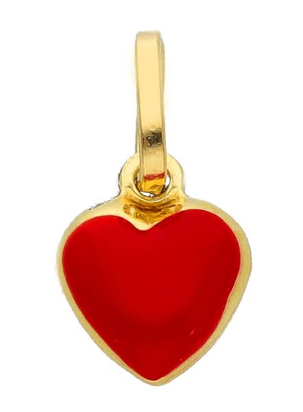 Immagine di Ciondolo Cuori oro giallo 18k e smalto rosso