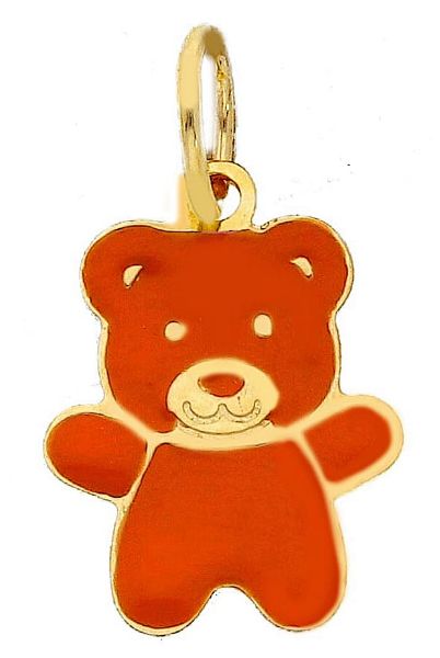 Picture of Orange Enamel Teddy Bear Pendant 18k yellow gold