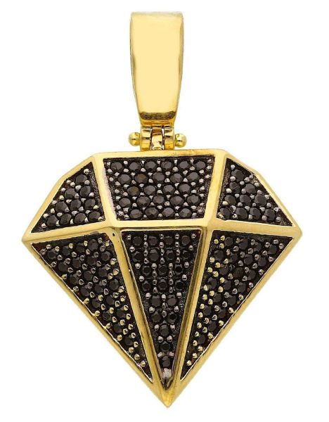 Picture of 18k yellow gold and black zircons men's diamond Pendant