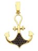 Imagen de Colgante para hombre Ancla oro amarillo 18k y circones negros