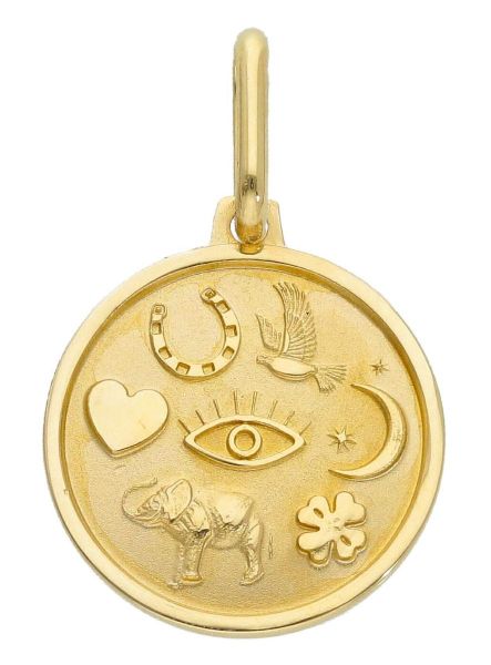 Immagine di Ciondolo Fortuna oro massiccio giallo 18k | Tag personalizzato 