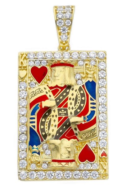 Immagine di Ciondolo Carta da Gioco oro giallo 18k zirconi e smalto