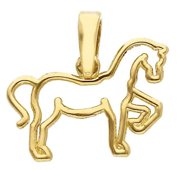 Picture of 9k yellow gold wire Horse Pendant