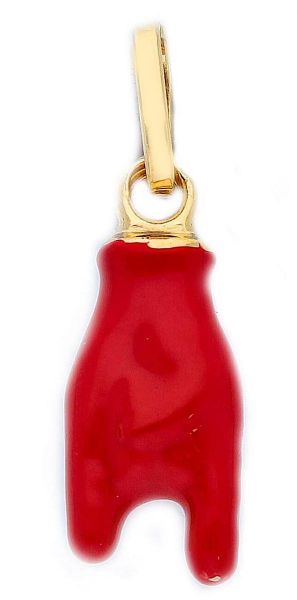 Immagine di Ciondolo Corna oro giallo 18k e smalto rosso