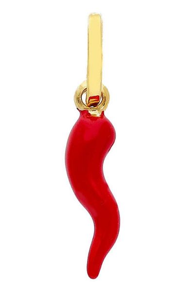 Picture of Red enamel good Luck Horn Pendant 18k yellow gold