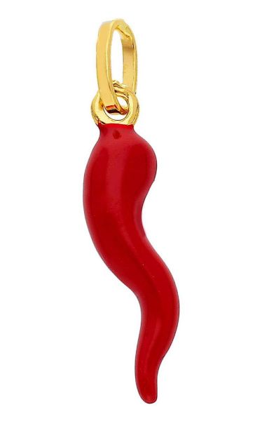Imagen de Cuerno de la Suerte oro amarillo 18k y esmalte rojo