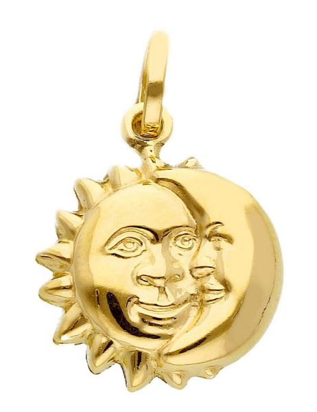 Imagen de Colgante para hombre y mujer Sol y Luna oro amarillo 18k