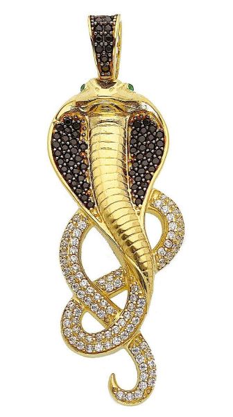 Immagine di Ciondolo Serpente Cobra oro giallo 18k zirconi e spinelli